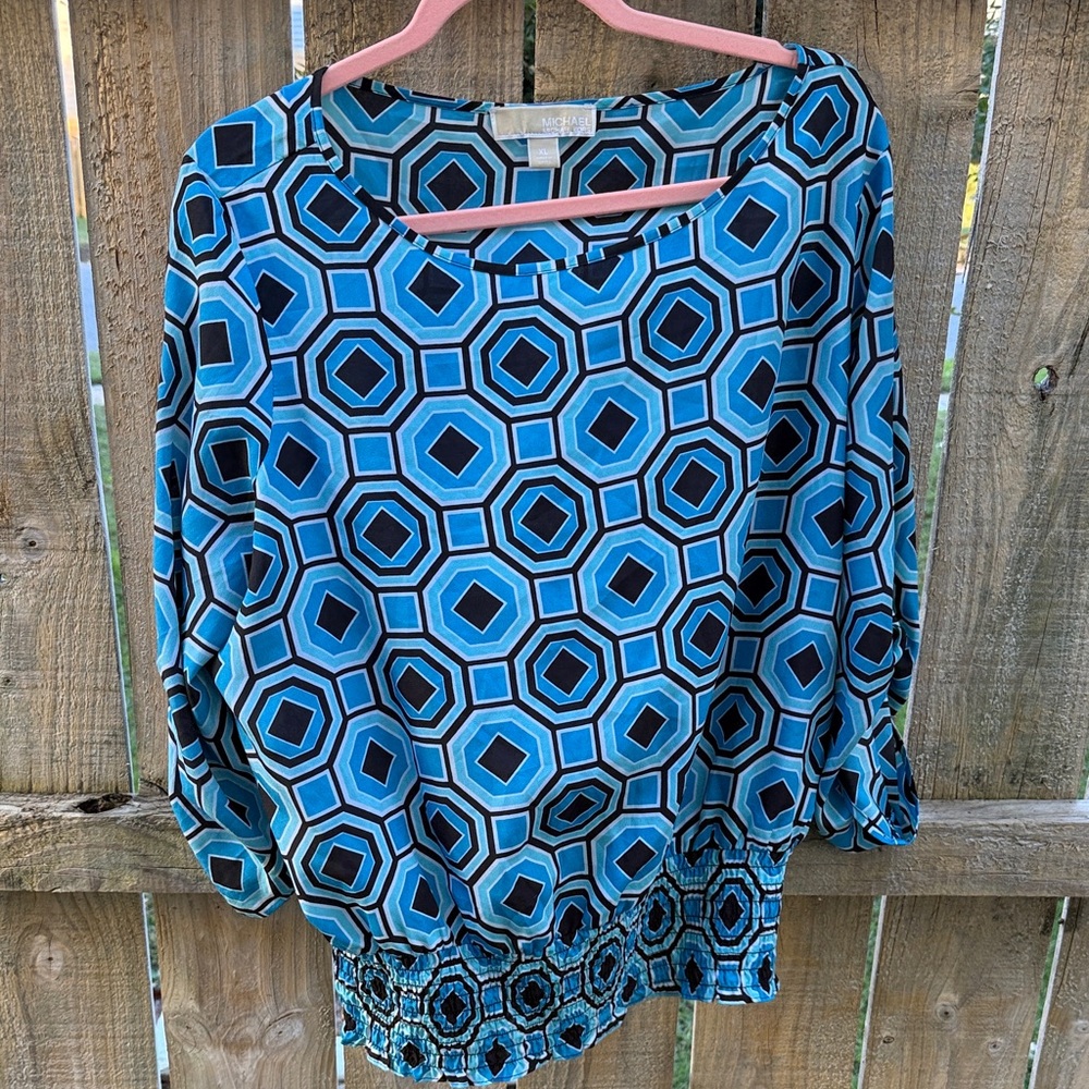 Michael Kors Geometric Blue Women's Top
